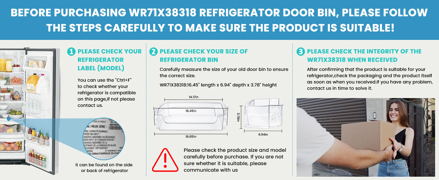 WR71X38318 Refrigerator Door Shelf Bin