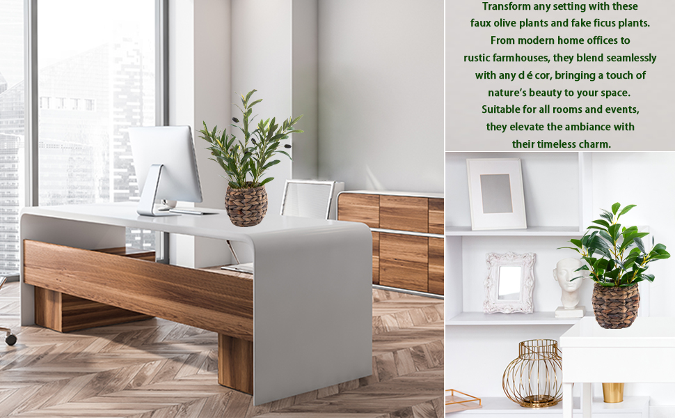 Artificial Olive Plants with Office Desk
