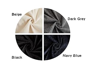 A variety of color options for reference