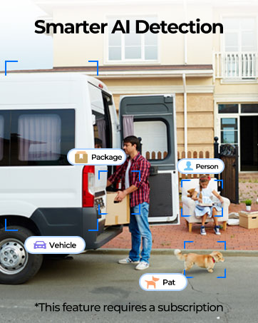 wireless solar security camera apable of identifying between humans, pets, vehicles and packages