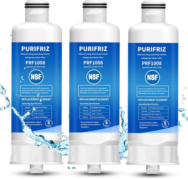 3 Pack DA97-17376B Refrigerator Water Filter Compatible with Samsung HAF-QIN/EXP, DA97-08006C, RF28R7201SR, RF28R7351SG, WD-F45, NSF/ANSI 42&372 Certified, 6 Month / 300 Gallon
