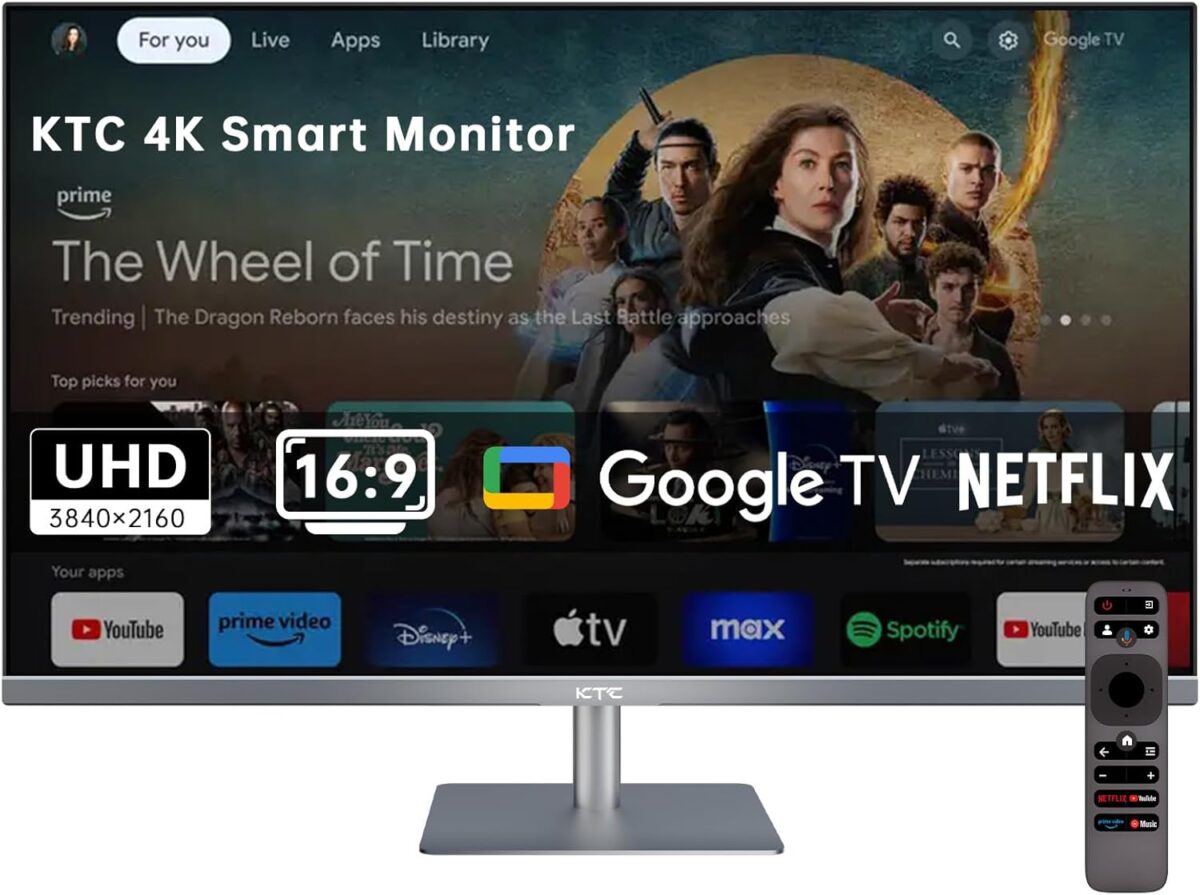 32 Inch 4K Smart Monitor, Google TV System UHD (3840x 2160) Smart TV with Speakers, Netflix Licensed, Type-C 65W PD, WirelessDisplay, HDR, Bluetooth, Hey Google Voice Remot, VESA Support, A32Q8