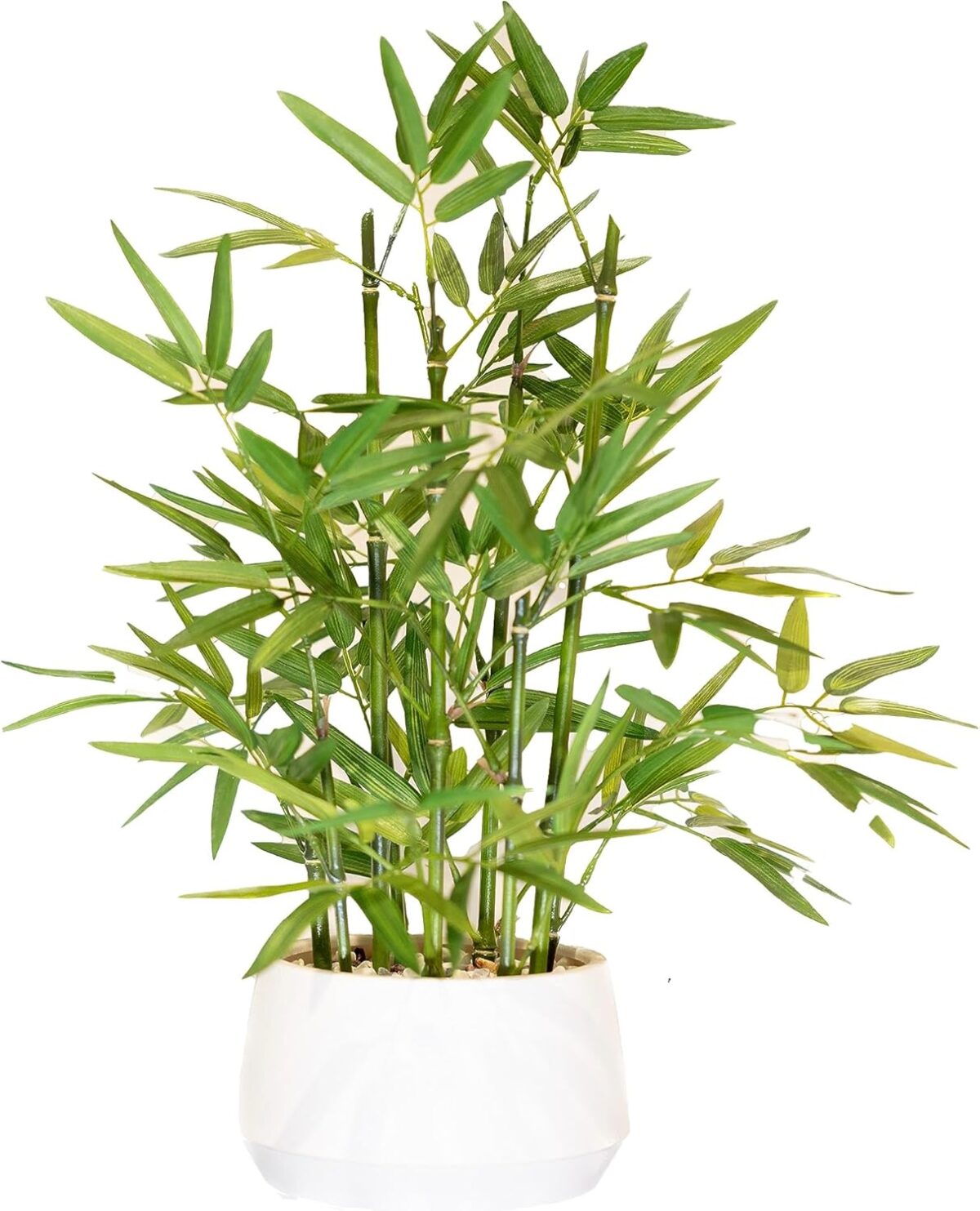 365 Blooming Decor 18 Inch Tall White Potted Faux Bamboo Plant – Luxury Artificial Bamboo in White Pot for Home, Office, Kitchen, Counter Top, Indoor Decor, Money Tree, Lucky Tree