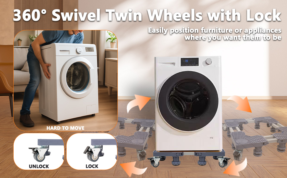 360° swivel twin wheels with lock