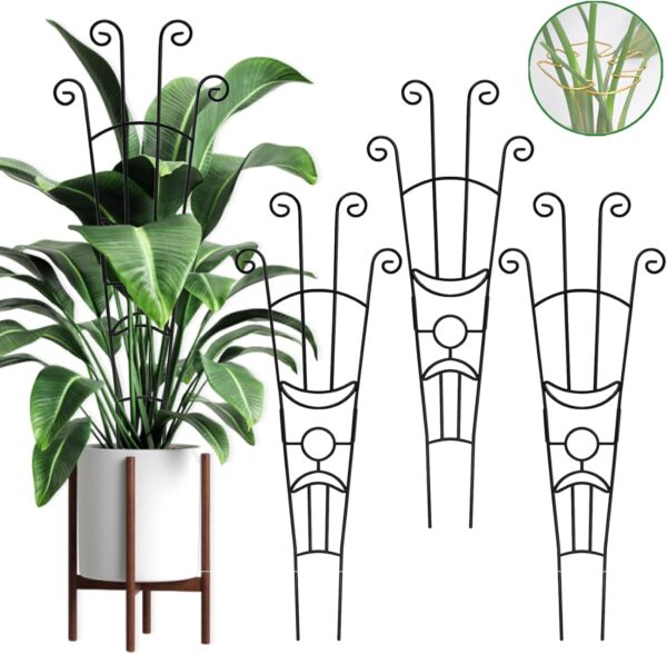 3P 33in Metal Trellis for Potted Plants, Indoor Plant Trellis with Extended Weighted Base – Expandable Small Plant Support for Climbing Plants, Pothos Monstera Ivy Rose Hoya Flower Trellis