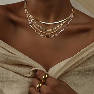 4 layered gold necklaces for women