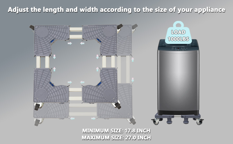 Adjust length and width before placing the appliance