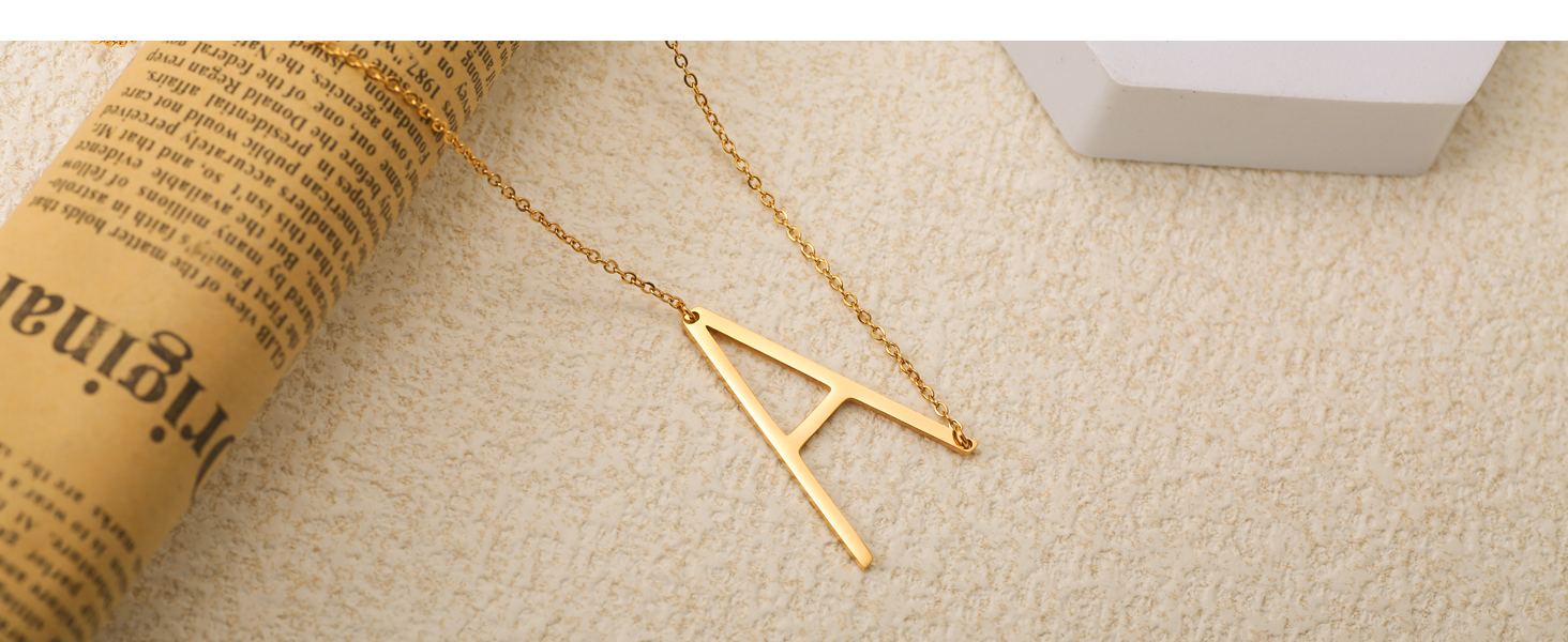 Sideways Initial Necklace 18K Gold 