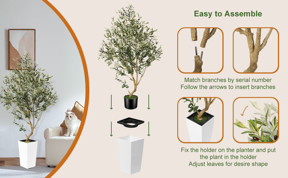 Large Fake Potted Olive Plants