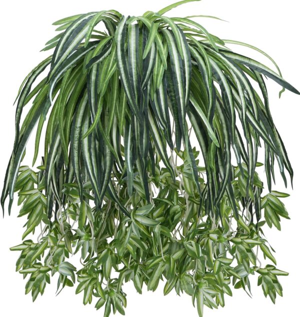4Pcs Fake Plants Artificial Chlorophytum, 26in Artificial Spider Plant Silk Flowers Fake Greenery Artificial Plants Indoor Wall Hanging Plants for Home Garden Office Verandah Wedding Decoration