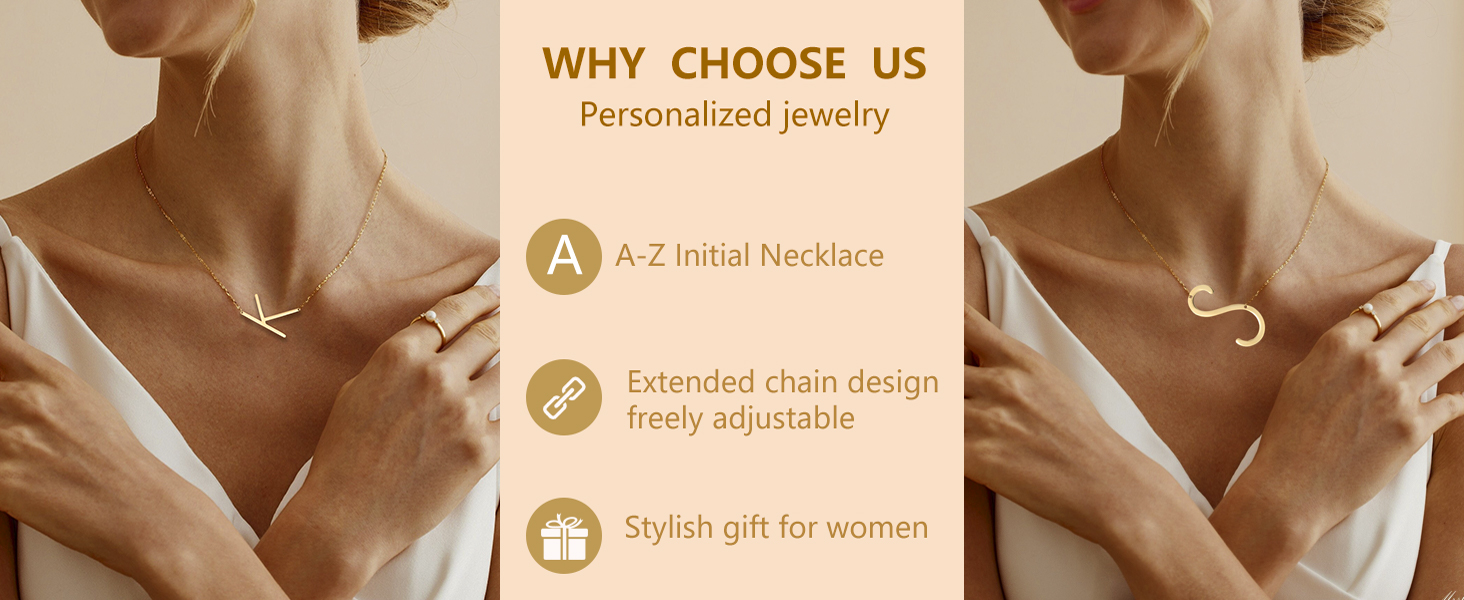 Sideways Initial Necklace 18K Gold 