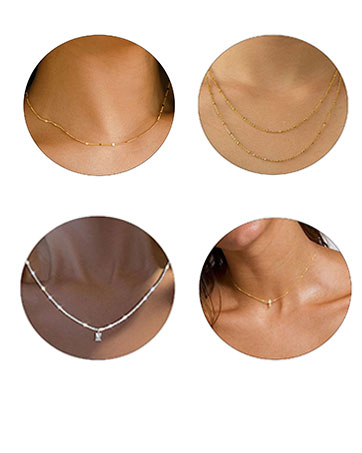 4f6cad63 6866 4505 bcb9 2c9b374add24. CR0,0,362,453 PT0 SX362 V1 BERISO 14K Gold/Silver Plated Satellite Choker Shining Dots Station Box Chain 3 Blue Beads Sparkle Chain Necklace Open Hearts Open Stars Link Chain Exquisite Jewelry for women