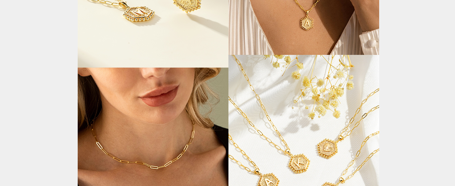 gold initial necklaces for women trendy