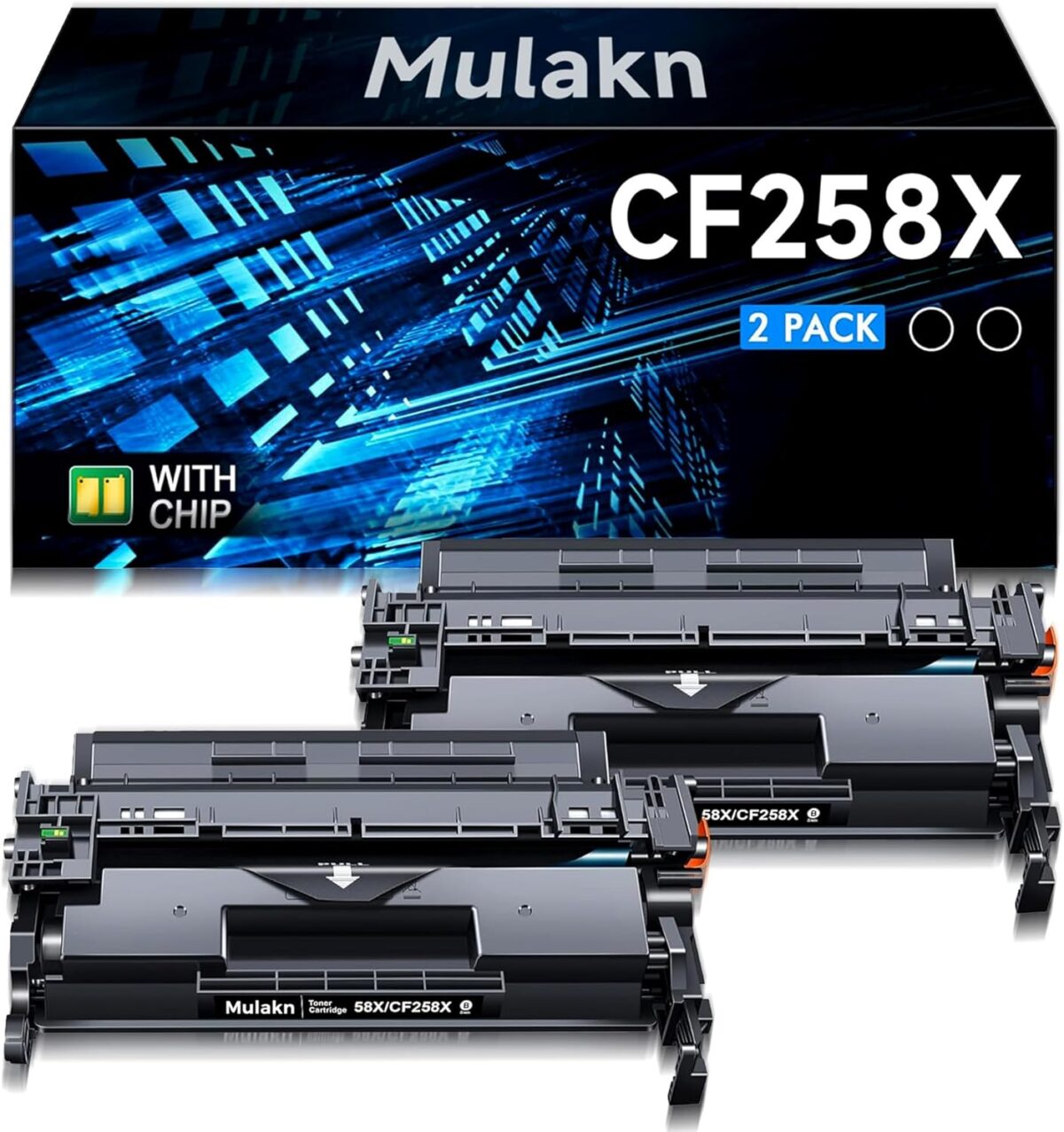 58A for HP 58A 58X CF258A CF258X Black Toner Carridges to use with HP Laserjet Pro MFP M428fdw M404dn M404n M404dw M428fdn M430f M406dn Printer (2 Black with Chip)