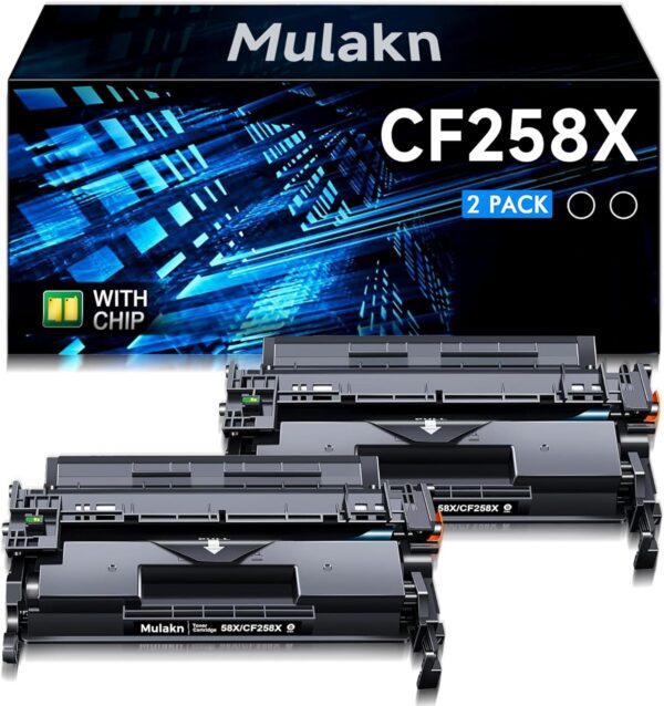 58A for HP 58A 58X CF258A CF258X Black Toner Carridges to use with HP Laserjet Pro MFP M428fdw M404dn M404n M404dw M428fdn M430f M406dn Printer (2 Black with Chip)