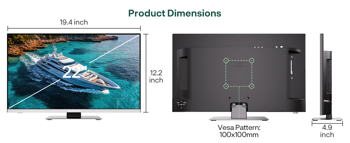 22'' rv tv dimensions