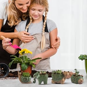 Parent-child interaction planting plants