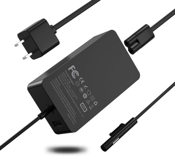 65W Laptop Surface Pro Charger for Microsoft Surface 10,9,8,7+,7,6,5,4,3,X, Windows Surface 6,5,4,3,2,1,Studio,Surface Go 3,2,1, Book 3,2,1, Support 44W 36W Laptop 10FT Power Cord