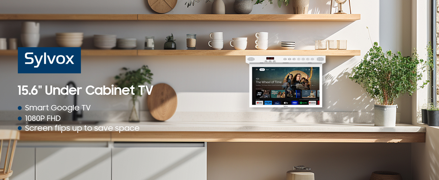 kitchen TV under cabinet TVs under counter tv for kitchen flip down 15.6 small smart TV 12V
