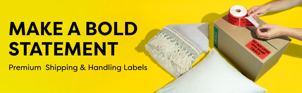 Package shipping labels make a bold statement with premium materials and bold messaging 