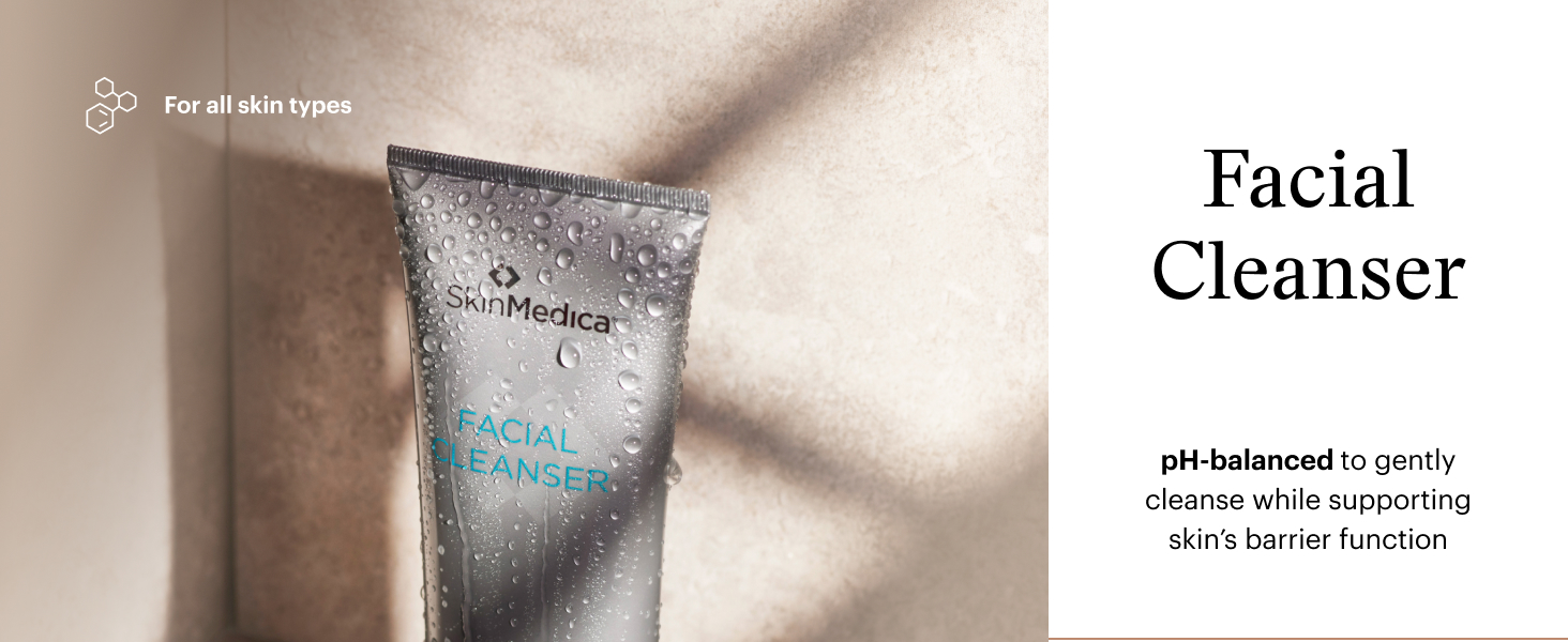 skinmedica facial cleanser, pH-balanced to gently cleanse while supporting skin barrier function