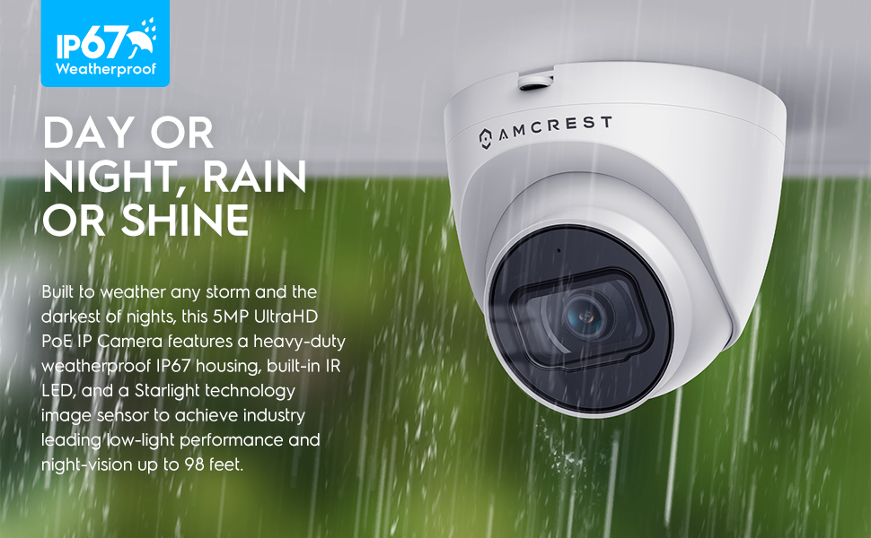 5MP Ultra HD POE Indoor/Outdoor Security IP Camera, H.265 Compression WDR, Built-in Mic