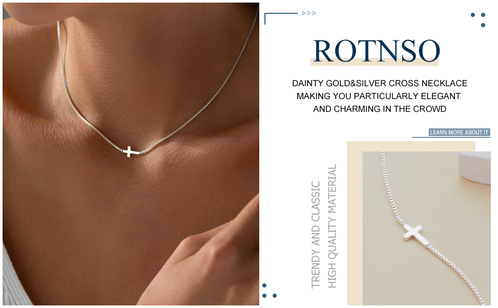 sideways silver cross necklace for women