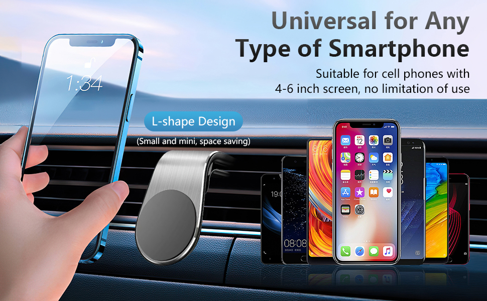 Mobile Phone Navigation Magnetic Bracket, L Type Car Phone Mount, Air Vent Phones Mount for Car