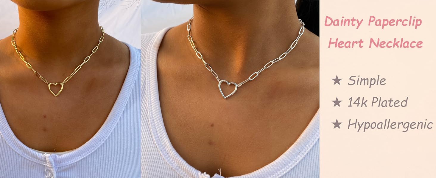 paperclip heart necklaces