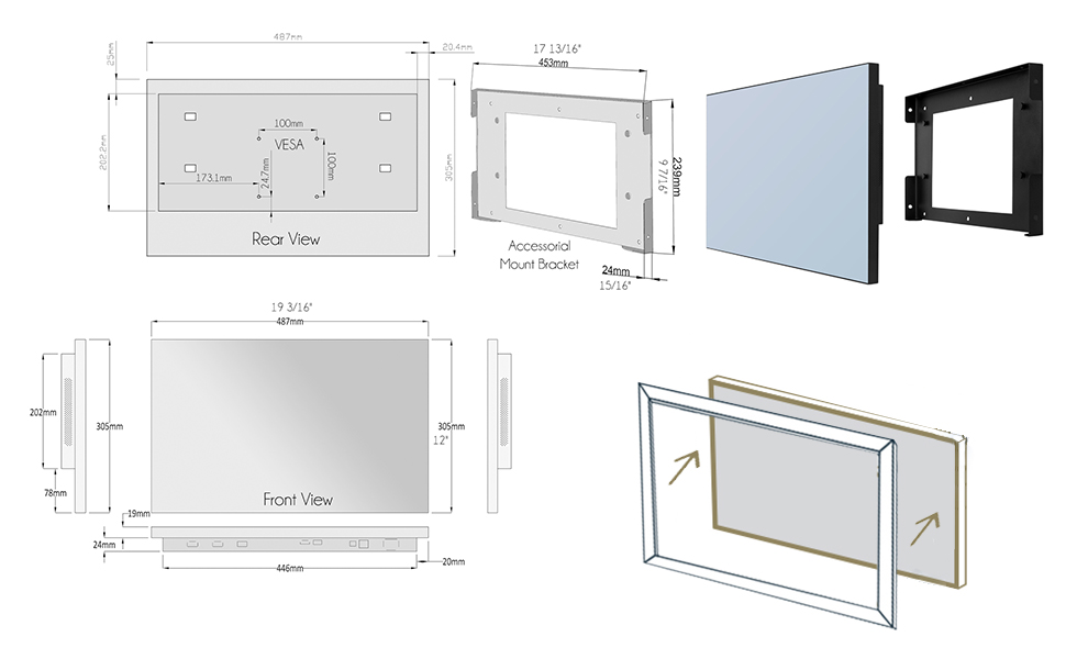 Bathroom tv in wall mounting