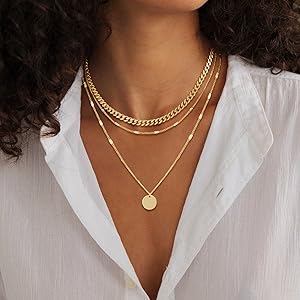 3 layered gold necklaces for women
