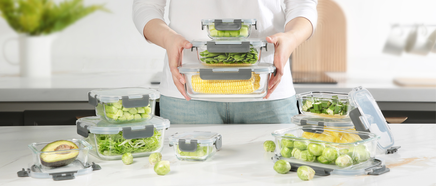 glass food storage containers with lids airtight