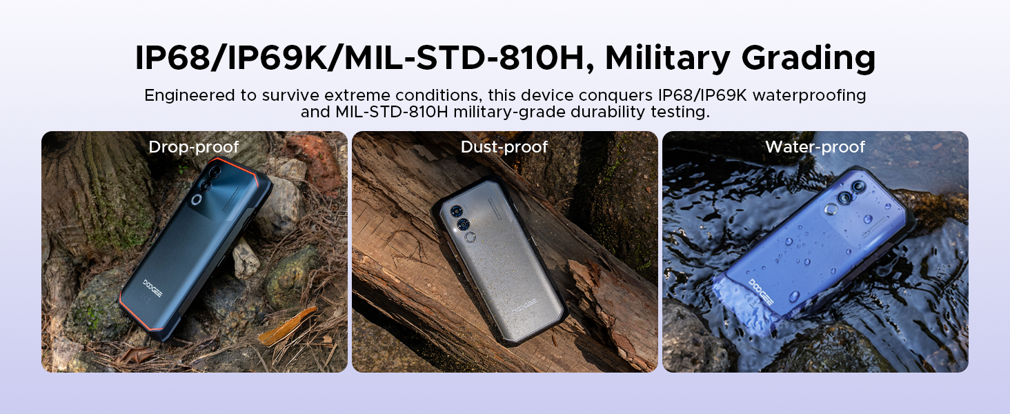 DOOGEE Blade 20 Android 15 Rugged Smartphone,10300mAh/18W Fast,128GB/TF 2TB Octa Core Rugged Phone