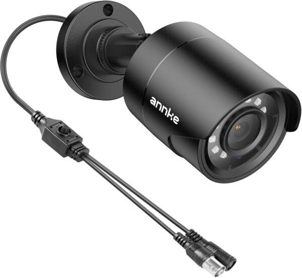 ANNKE 1080p Security Camera 4-in-1 CCTV Bullet Wired Cam, AHD/TVI/CVI/CVBS, Analog Surveillance Video Add-On Black Camera for Outdoor Use, 100ft Clear Night Vision (Power Adapter Not Included) – E200