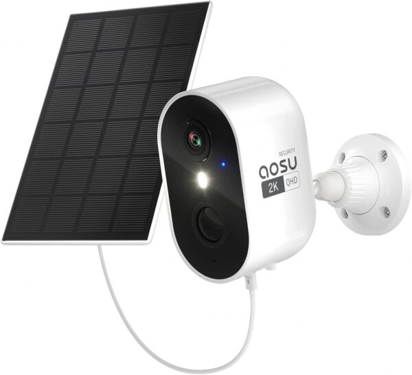 AOSU Solar Camera Outdoor Wireless, 2K Cameras for Home Security, WiFi Camera for Home Surveillance with Spotlight Color Night Vision, PIR/AI Motion Detection, 2-Way Talk, IP66 Waterproof