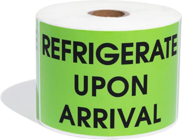 Aegis Adhesives – 3″ X 5″ Refrigerate Upon Arrival Stickers – Shipping and Handling Labels with Permanent Adhesive (1 Roll, 500/Roll)