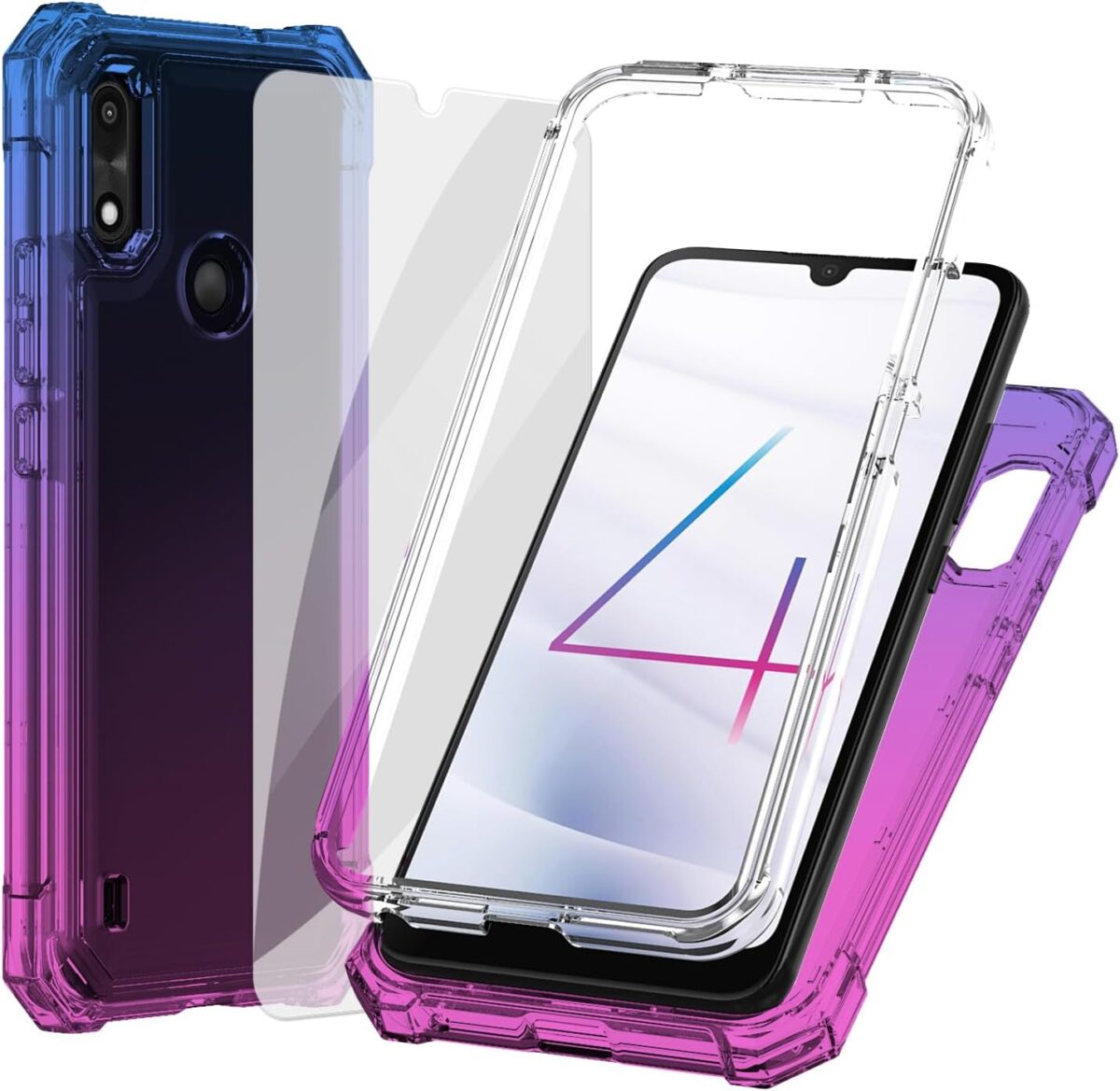 Ailiber for Gabb Phone 4 Case, Gabb Phone 4 Phone Case with Screen Protector, Shockproof Corners TPU Bumper, Dual Layer Silicone Military Grade Protective Cell Phone Cover-Blue Pink