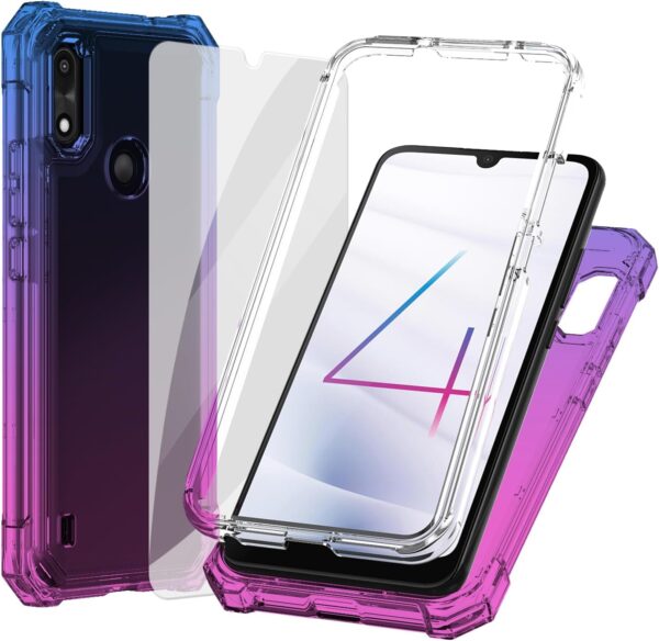 Ailiber for Gabb Phone 4 Case, Gabb Phone 4 Phone Case with Screen Protector, Shockproof Corners TPU Bumper, Dual Layer Silicone Military Grade Protective Cell Phone Cover-Blue Pink