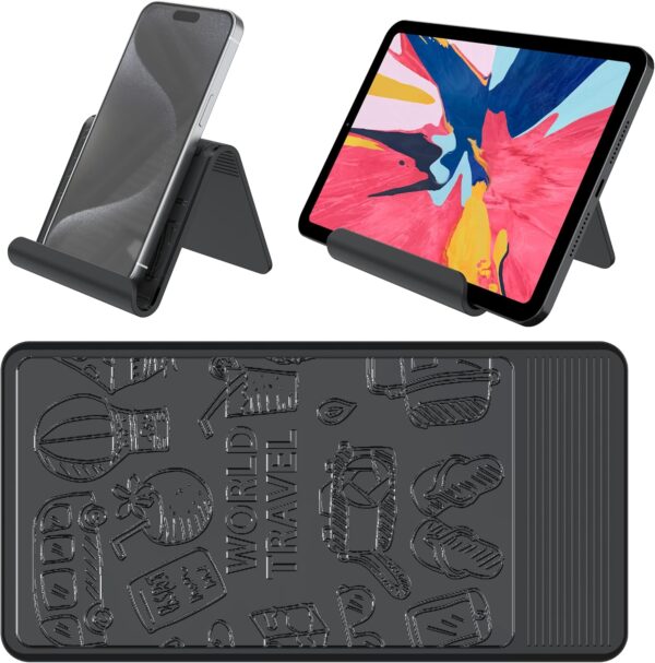 Airplane Phone Holder Mount, Travel Essentials Flexible Phone Holder, Airplane Tablet Holder for Flying, Desk, Compatible with iPhone, Smartphone, Tablet (Black Silk Screen)