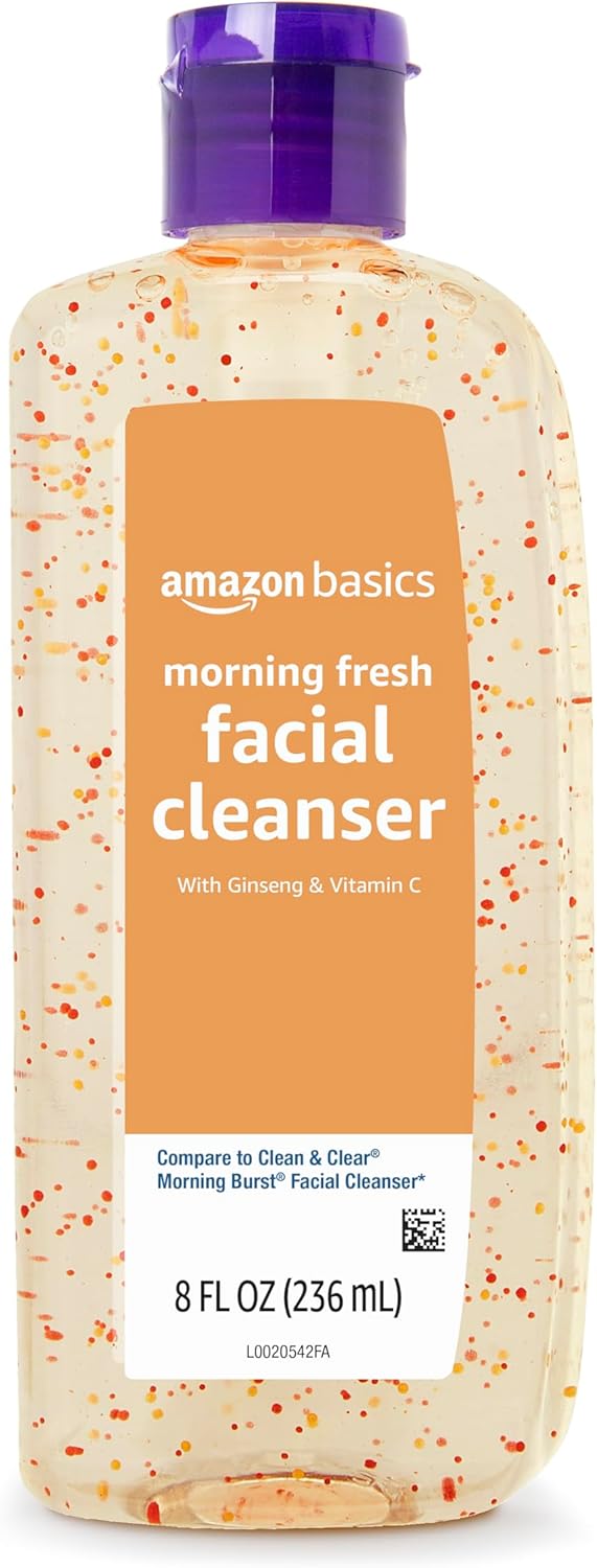 Amazon Brand – Solimo Morning Fresh Facial Cleanser with Ginseng and Vitamin C, 8 fl oz