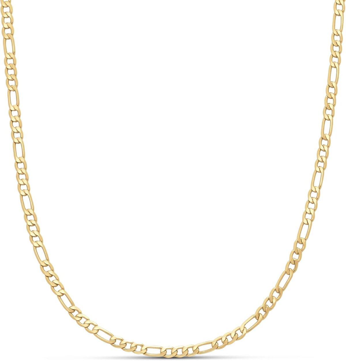Amazon Essentials 14k Gold or Sterling Silver Plated Figaro Chain 16″, 18″, 20″, or 24″