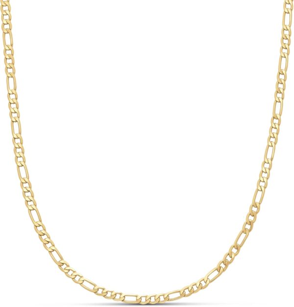 Amazon Essentials 14k Gold or Sterling Silver Plated Figaro Chain 16″, 18″, 20″, or 24″