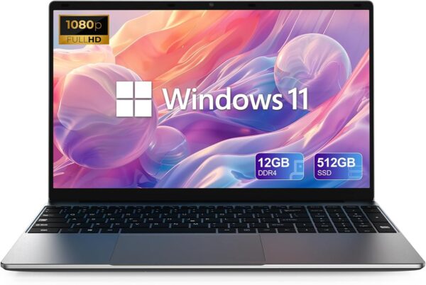 ApoloSign 15.6″ Full HD Laptop, 12GB RAM, 512GB SSD, Expandable to 1TB, Intel N5095 Processor, Dual-Band WiFi, 178° Viewing Angle, Dual Speakers-Gray