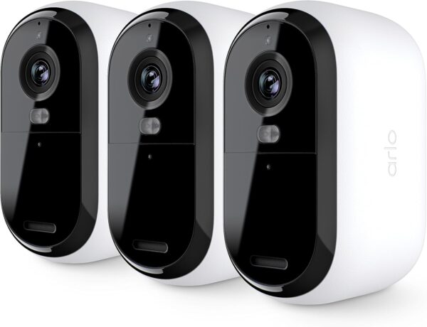 Arlo Essential Security Camera 2K | Outdoor – Indoor | 2nd Gen | Wireless with Spotlight, 2-Way Audio, Color Night Vision, Live Stream, Motion Activation, Real Time Notifications – White, 3 Cameras
