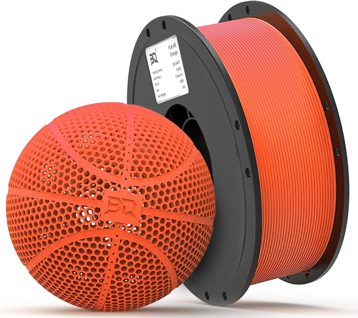 BIQU PLA-HR Flexible 3D Printer Filament Specifically for Printing Airless Basketballs, 1.75mm 1KG Spool (2.2lbs), Flexi Tough Filament Compatible with Most FDM 3D Printer (Orange)
