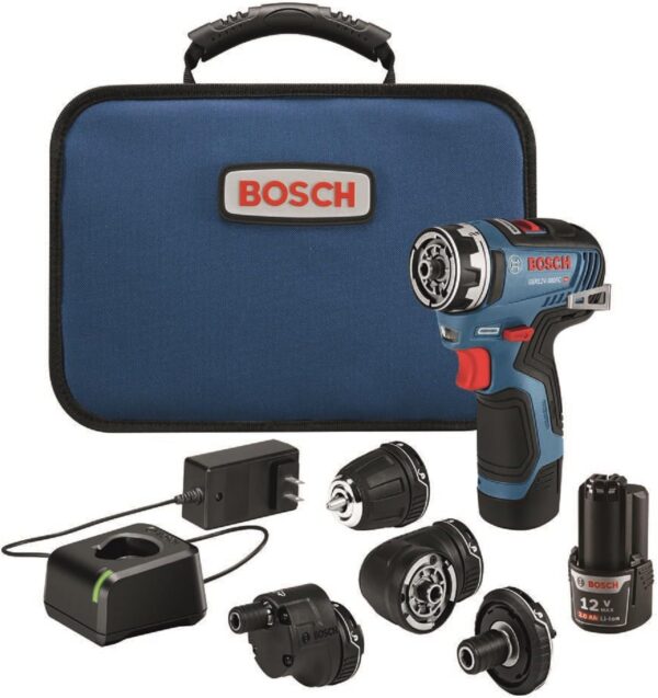 BOSCH GSR12V-300FCB22 12V Max EC Brushless Flexiclick 5-In-1 Drill/Driver System with (2) 2 Ah Batteries BOSCH GSR12V-300FCB22 12V Max EC Brushless Flexiclick 5-In-1 Drill/Driver System with (2) 2 Ah Batteries