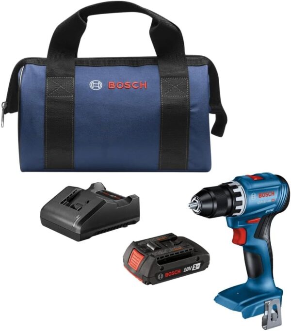 BOSCH GSR18V-400B12 18V Compact Brushless 1/2 In. Drill/Driver Kit with (1) 2.0 Ah SlimPack Battery