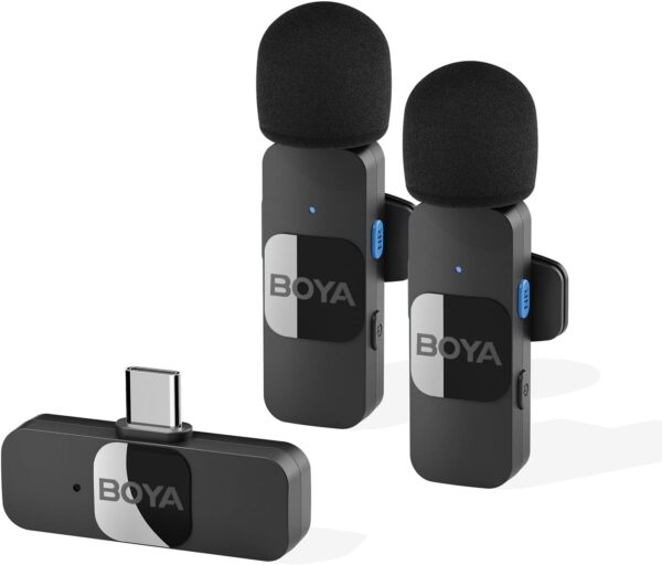 BOYA Wireless Lavalier Microphone for Android USB C Smartphone Tablet External Noise Canceling Mini Lapel Type C Microphone for iPhone 15 Clip-On Mic for Video Recording Podcast YouTube Live Streaming
