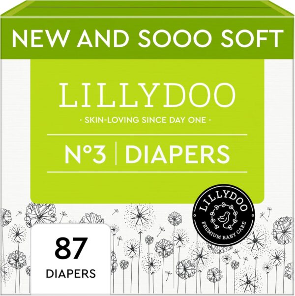 Baby Diapers – Size 3 (13-22 lbs), Half-Monthly Supply (87 Count), Leak Protection, Skin-Friendly, Ultrasoft, Perfume- & Chlorine-Free, Hypoallergenic, dermatologically Tested, Oeko-TEX®