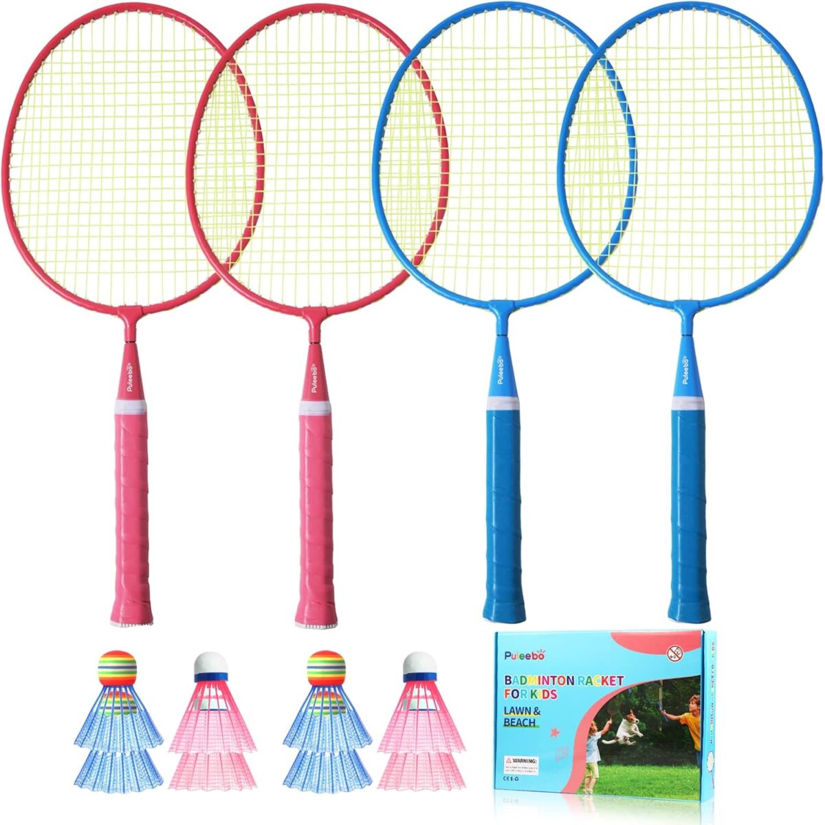 Badminton Racket for Kids – Outdoor Racquet Sports Toys for Children with shuttlecocks, Beach Lawn Yard Badminton Set Game for Kids and Adults,Backyard Outside Sport Game